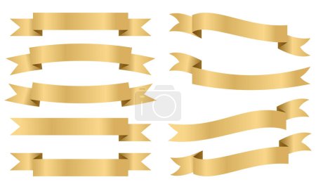 Illustration for Golden ribbons and labels collection. Ribbons collection. Banner symbol set. Vector illustration - Royalty Free Image