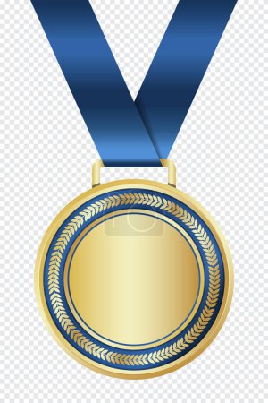 Illustration for Gold medal. Realistic medal. Gold medal with ribbon. Prize for winner. Award with ribbon. Vector illustration - Royalty Free Image
