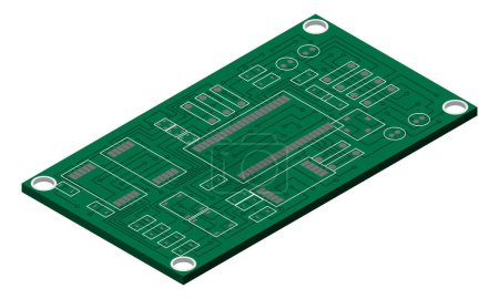 Illustration for Isometric electronic board. Isometric printed circuit board. Integrated circuit board. Vector illustration - Royalty Free Image