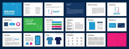 Colored Brand Guidelines template. Brand Identity presentation. Logo Guideline template. Logo Guide Book. Logotype presentation for dental clinic