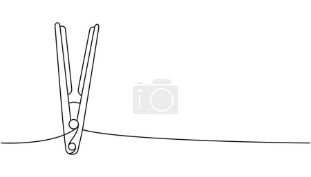 Illustration for Hair straightener one line continuous drawing. Barber shop and hairdresser tools continuous one line illustration. Vector minimalist linear illustration. Isolated on white background - Royalty Free Image