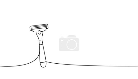 Razor, safety razor, shaver one line continuous drawing. Makeup and beauty tools continuous one line illustration. Vector linear illustration. Isolated on white background