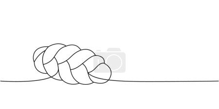 Illustration for Braided bread, challah one line continuous drawing. Bakery pastry products continuous one line illustration. Vector minimalist linear illustration. Isolated on white background - Royalty Free Image