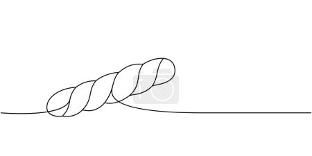 Illustration for Braided french bread one line continuous drawing. Bakery pastry products continuous one line illustration. Vector minimalist linear illustration. Isolated on white background - Royalty Free Image