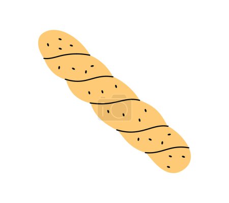 Illustration for Braided french bread icon. Bakery pastry products silhouette. Vector illustration. Isolated on white background - Royalty Free Image