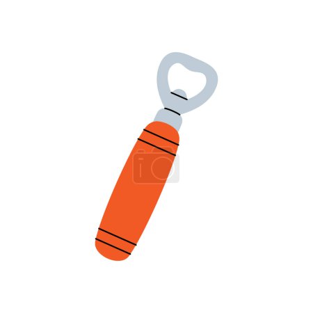 Bottle opener. Beer pub product. Brewing process, brewery factory production element. Vector illustration. Isolated on white background.