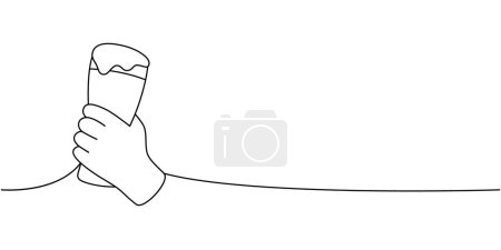 Hand holding a beer glass one line continuous drawing. Beer pub products continuous one line illustration. Vector linear illustration. Isolated on white background