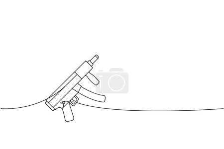 Assault rifle one line continuous drawing. Various modern weapons continuous one line illustration. Vector linear illustration. Isolated on white background