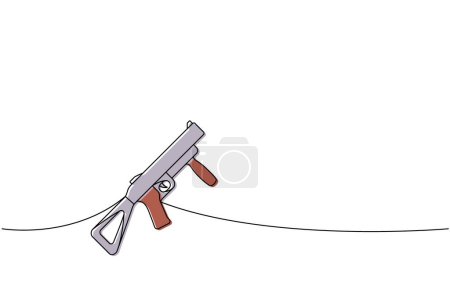 Grenade launcher one line colored continuous drawing. Various modern weapons continuous one line illustration. Vector linear illustration. Isolated on white background