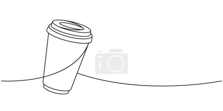Café tasse à emporter une ligne dessin continu. Éléments dessinés à la main pour menu de café, café. Illustration vectorielle linéaire. Isolé sur fond blanc