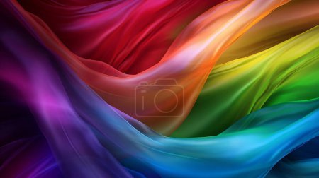 Photo for Abstract colorful tulle material background, wavy lines in a dynamic shape - Royalty Free Image
