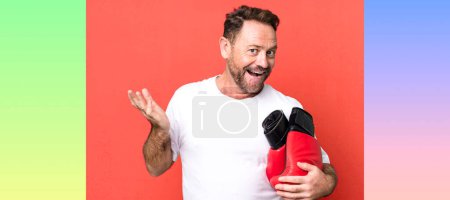 Photo for Middle age man boxer with boxing gloves - Royalty Free Image
