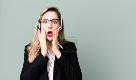 Photo for Feeling shocked and scared. telemarketer concept - Royalty Free Image