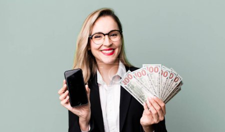 Photo for Pretty blonde woman  with dollar banknotes - Royalty Free Image