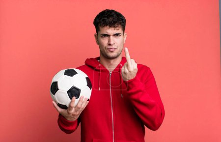 Photo for Adult man feeling angry, annoyed, rebellious and aggressive. soccer and sport concept - Royalty Free Image