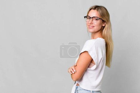 Photo for Pretty caucasian woman with a copy space to the side - Royalty Free Image