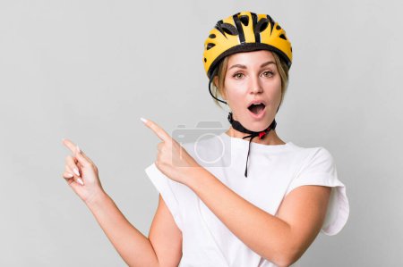 Photo for Pretty caucasian woman with a bycicle helmet - Royalty Free Image