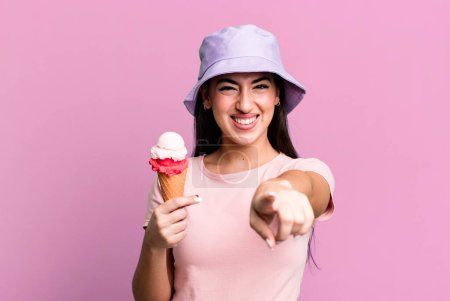 Foto de Pointing at camera choosing you. ice cream and summer concept - Imagen libre de derechos