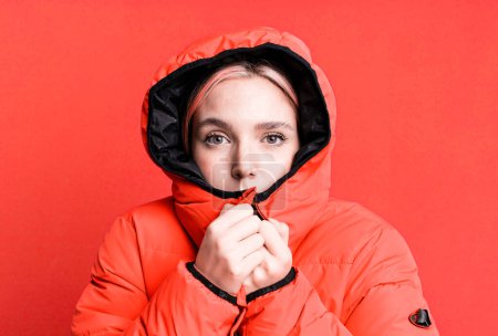Photo for Young pretty woman wearing an anorak - Royalty Free Image