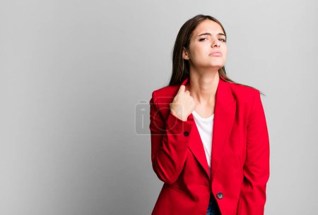 Photo for Young pretty woman feeling stressed, anxious, tired and frustrated. businesswoman concept - Royalty Free Image