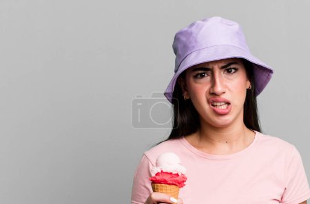 Photo for Feeling puzzled and confused. ice cream and summer concept - Royalty Free Image
