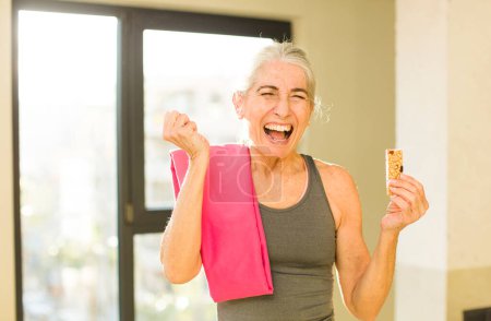 Photo for Senior pretty woman looking angry, annoyed and frustrated. fitness concept - Royalty Free Image