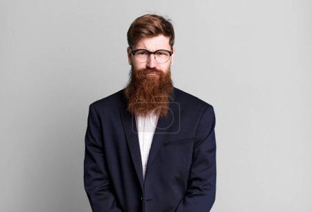 Photo for Long beard man feeling sad and whiney with an unhappy look and crying. business concept - Royalty Free Image