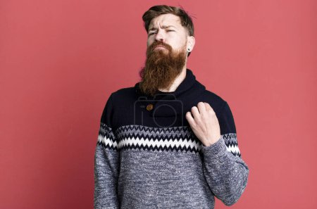 Photo for Long beard and red hair man looking arrogant, successful, positive and proud - Royalty Free Image