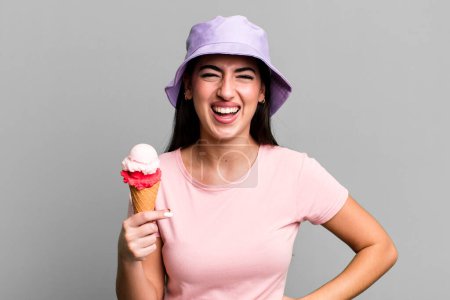 Photo for Laughing out loud at some hilarious joke. ice cream and summer concept - Royalty Free Image