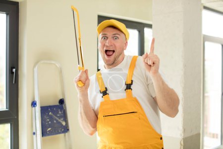 Photo for Feeling like a happy and excited genius after realizing an idea. handyman concept - Royalty Free Image