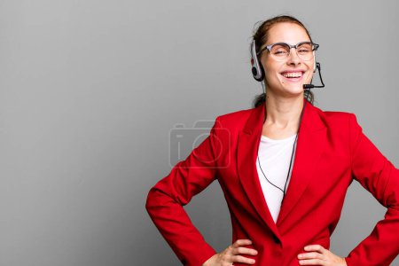 Photo for Young adult pretty businesswoman. telemarketing agent concept - Royalty Free Image