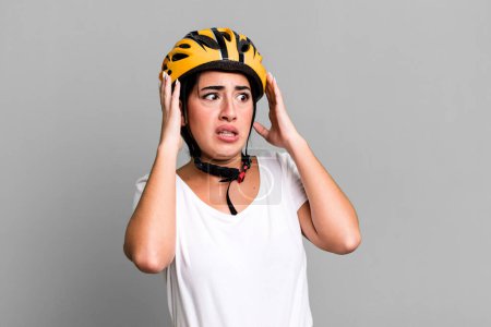 Photo for Feeling happy, excited and surprised. bike helmet concept - Royalty Free Image