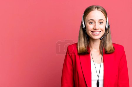 Photo for Pretty blonde woman telemarketer concept - Royalty Free Image
