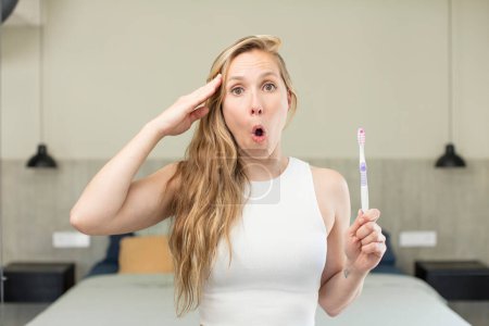 Photo for Looking happy, astonished and surprised. toothbrush concept - Royalty Free Image