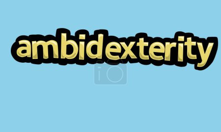 Illustration for AMBIDEXTERITY writing vector design on a blue background very simple and very cool - Royalty Free Image