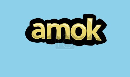 Illustration for AMOK writing vector design on a blue background very simple and very cool - Royalty Free Image