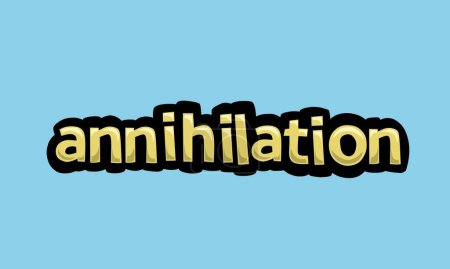 Illustration for ANNIHILATION writing vector design on a blue background very simple and very cool - Royalty Free Image