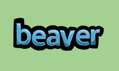Illustration for Beaver writing vector design on a green background very simple and very cool - Royalty Free Image