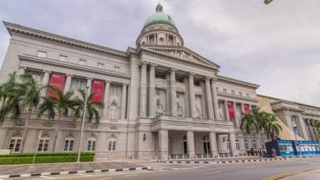 Photo for National Art Gallery timelapse hyperlapse is the largest visual arts venue and largest museum in Singapore. Formerly the Supreme Court Building and City Hall. - Royalty Free Image