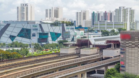 Photo for Jurong East Interchange metro station aerial timelapse, one of the major integrated public transportation hub in Singapore. Passenger can change between Bus and Rail - Royalty Free Image