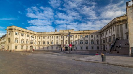 Photo for The Royal Palace of Milan. It was the seat of government of the Italian city of Milan for many centuries, but today is an important cultural center. Blue cloudy sky at summer day. Milan, Italy - Royalty Free Image
