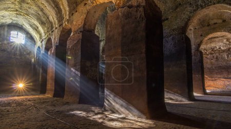 Photo for Timelapse of Cisternoni della II Legione Partica in Albano Laziale, Italy. A Play of Light Through Windows Illuminates the Elegance of this Italian Heritage Site - Royalty Free Image