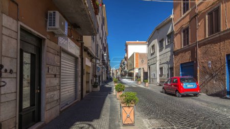Photo for Discover Albano Laziale's Medieval Charm: Timelapse Hyperlapse of a Typical Narrow Street. Walking Along the Main Road, Immersed in History and Surrounded by Enchanting Sightseeing in Italy. - Royalty Free Image
