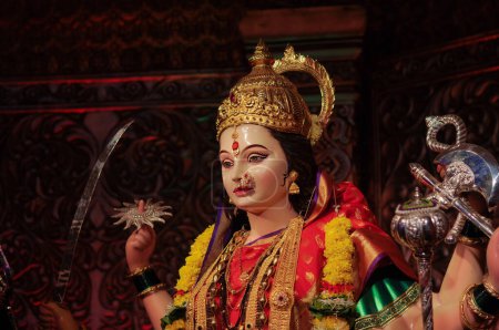 Photo for MAHARASHTRA, INDIA - October 8, 2016: Goddess Durga Idol at Navratri festival celebration, Mumbai - Royalty Free Image