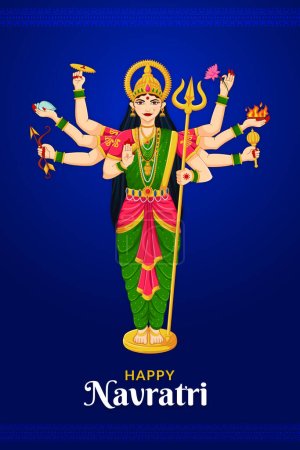 Illustration for Goddess Durga, Subh Navratri Happy Dussehra and Durga puja Festival - Royalty Free Image