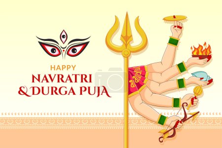 Göttin Durga, Subh Navratri Happy Dussehra und Durga puja Festival 