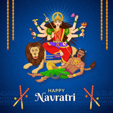 Téléchargez les illustrations : Déesse Durga, Subh Navratri Happy Dussehra et Durga puja Festival - en licence libre de droit