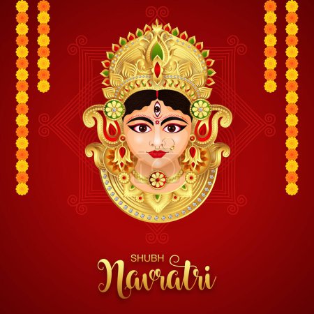 Téléchargez les illustrations : Déesse Durga, Subh Navratri Happy Dussehra et Durga puja Festival - en licence libre de droit