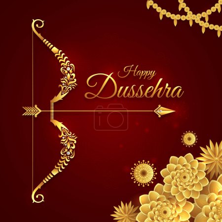 Téléchargez les illustrations : Arc et flèche de Rama dans Happy Dussehra festival de l'Inde, Happy navratri & Durga Puja - en licence libre de droit