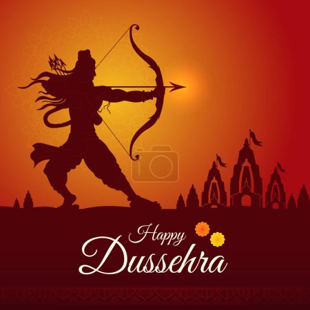 Illustration for Bow and Arrow of Rama in Happy Dussehra festival of India, Happy navratri & Durga Puja - Royalty Free Image
